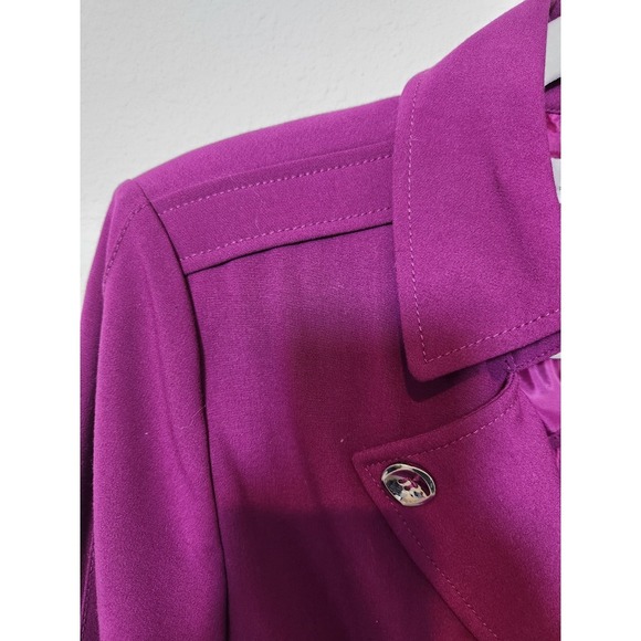 Tahari ASL Purple Zip Front Peplum Style Military Button Blazer Jacket Sz 10 - Picture 7 of 9